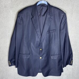 Lauren Ralph Lauren Blazer Mens 48L Blk Gold Polo Buttons 100% Wool Ivy Preppy